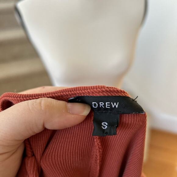 Drew Anthropologie Rust Orange Ribbed Tie Waist Sleeveless Sheath Dress - Picture 3 of 6